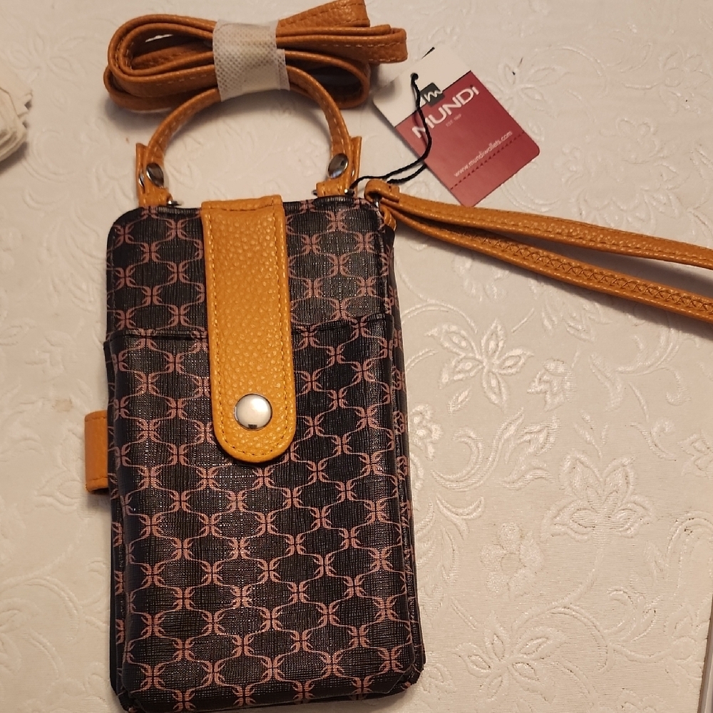 Black and Brown Phone Case with Strap